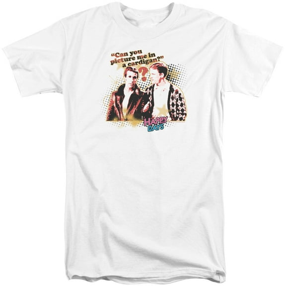 Happy Days No Cardigans Adult Tall T-Shirt White
