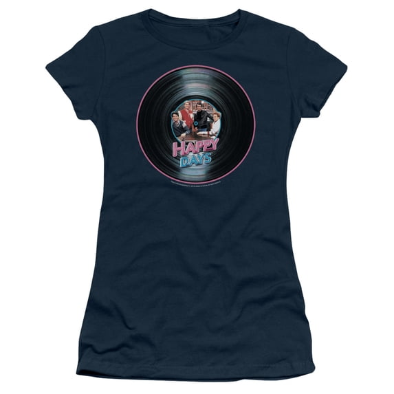 Happy Days - On The Record - Juniors Teen Girls Cap Sleeve Shirt - X-Large
