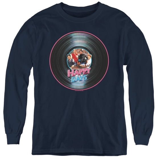 Happy Days On The Record Youth Long Sleeve T-Shirt Navy