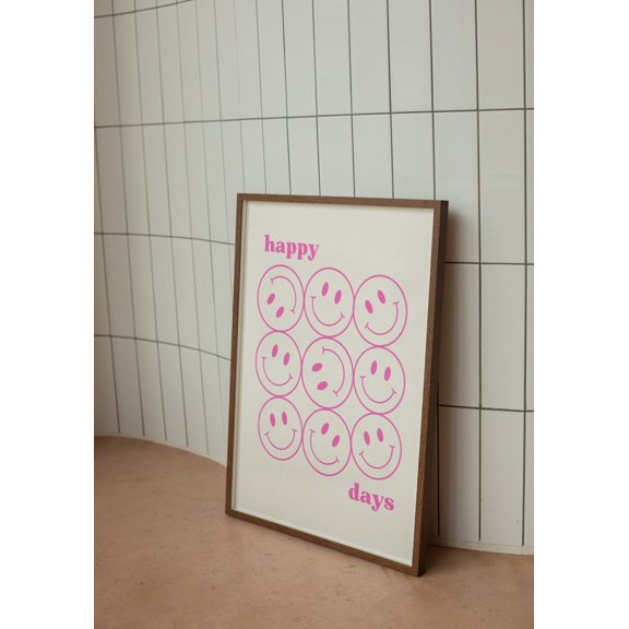 Happy Days Positive Thinking Groovy Aesthetic Self Love Club Smiley Face Wall Decor