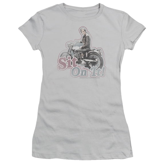 Happy Days Sit On It! Junior Women's Sheer T-Shirt Silver