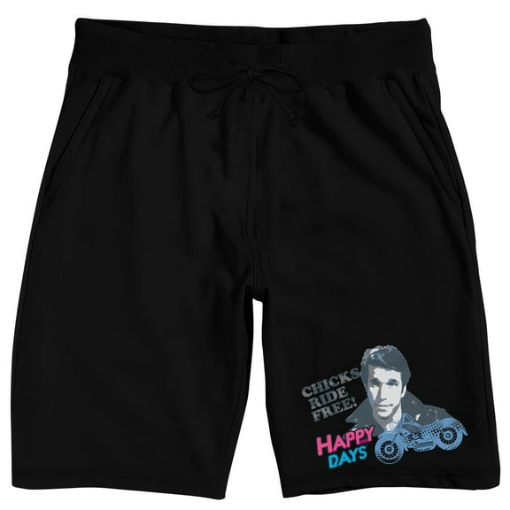 Happy Days The Fonz Logo Men's Black Lounge Shorts-Medium