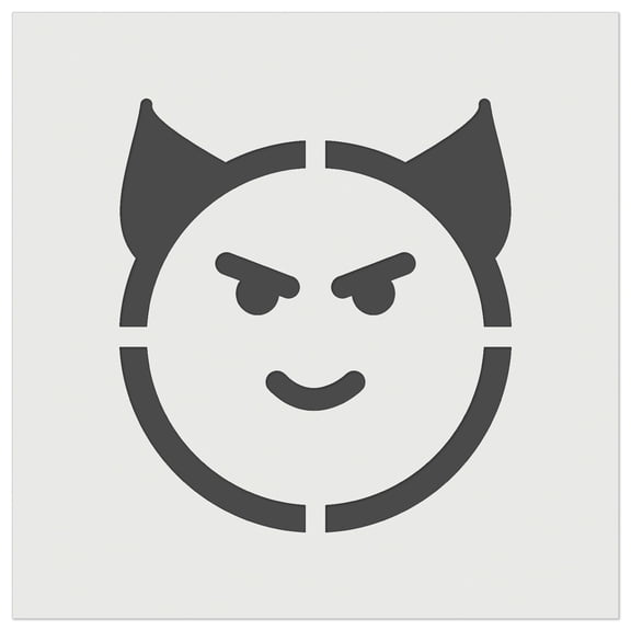 Happy Devil Face Emoticon DIY Cookie Wall Craft Stencil - 3.5 Inch