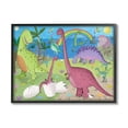thumbnail image 1 of Happy Dinosaurs Playing by Rainbow Illustration 30 in x 24 in Framed Painting Art Print, by Stupell Home Décor, 1 of 7