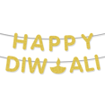thumbnail image 1 of Happy Diwali Banner, Gold Glitter Letter Garland, Festive Party Decoration, 1 of 2