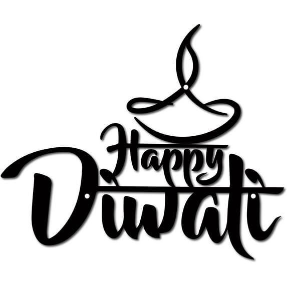 Happy Diwali Metal Wall Art Diwali Wall Decor Wall Hanging Ornament Iron Sculpture Sign for Indoor Outdoor Home Livingroom 11.8 x 9.8 Inch DIY