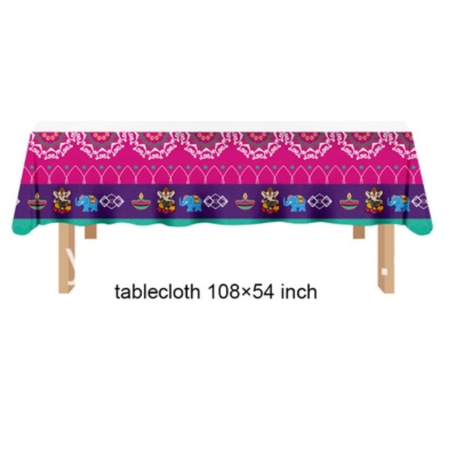Diwali Table Runner Purple 13x72 Inch Indian Festival Light Holiday Decor
