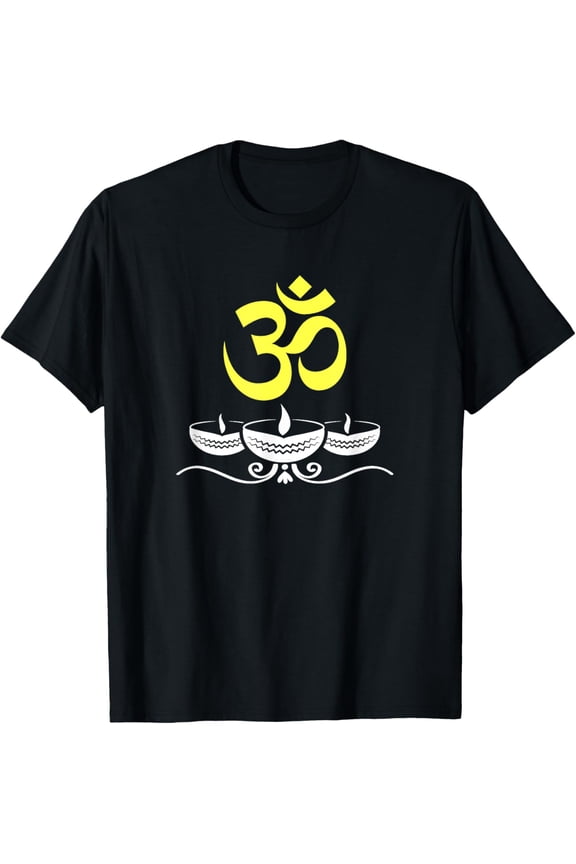 Happy Diwali T-Shirt Om Deepavali Diya t-shirtMen and women, Black T-shirt, size: Extra large