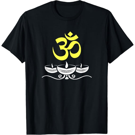 Happy Diwali T-Shirt Om Deepavali Diya t-shirtMen and women, Black T-shirt, size: Extra large