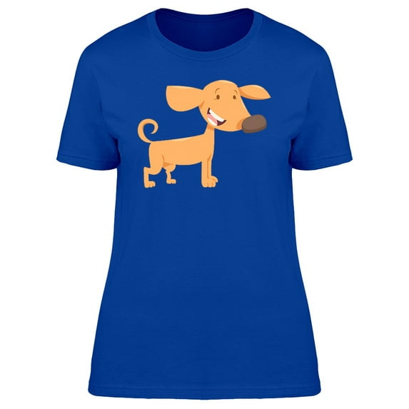 Happy Dog Cartoon T-Shirt Women -Image by Shutterstock, Female Medium