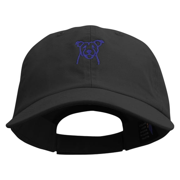 Happy Dog Face Embroidered Low Profile Dyed Cotton Twill Cap - Black OSFM