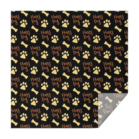 Happy Dog and Footprints Square Tablecloth,Waterproof Square Table Cover,Wipeable Spillproof Washable Table Cover for Home Kitchen Party Decor 42"X42"(107x107cm)