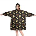 thumbnail image 1 of Happy Dog and Footprints Wearable Oversized Blanket,Wearable Blanket Hoodie for Adults,Cozy Hooded Blankets with Super Pockets,Super Warm Fuzzy Pullover for Women & Men, 1 of 6