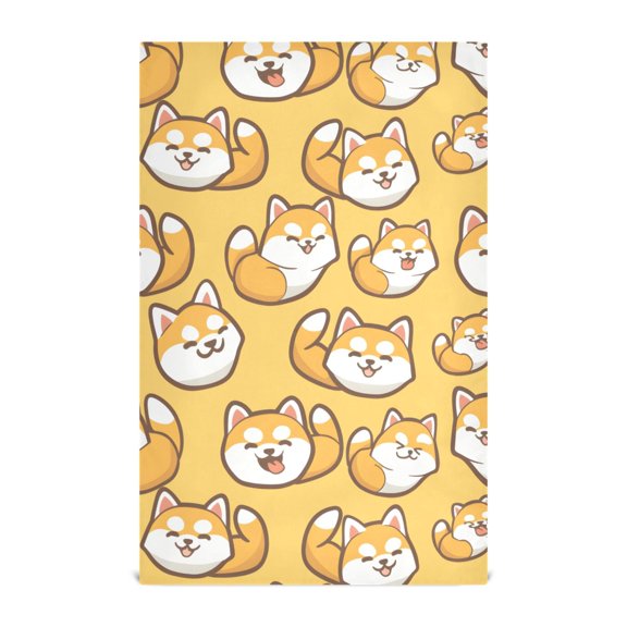 Happy Dog Pattern Kitchen Towels Waffle Weave Decorative Tea Towels Multi Use Dishcloths 28x18in
