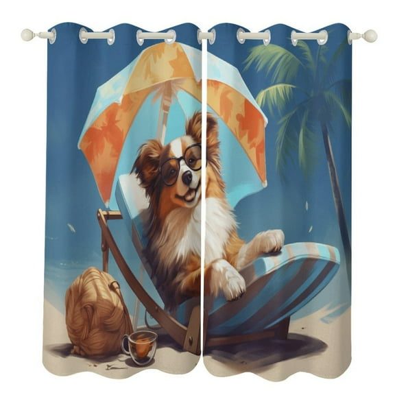 Happy Dog Window Curtain Panels Grommet Blackout Curtains Blackout Curtains for Living Room
