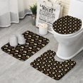 thumbnail image 1 of Happy Dog and Footprints Bathroom Rugs Sets 3 Piece,Toilet Cover Set,Absorbent Non Slip Bathroom Mats Sets with U-Shaped Contour Rug Toilet Rug Set, 1 of 5