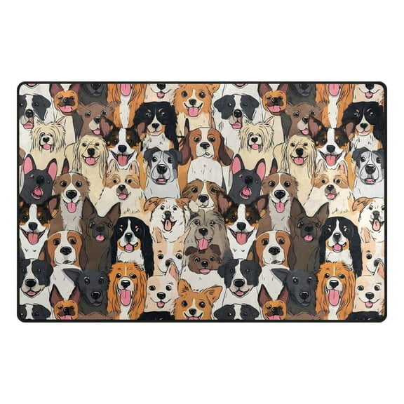 Happy Dogs Memory Foam Area Rug 31"x20" Non Slip, Absorbent, Fade Proof for Living Room, Bedroom, Office