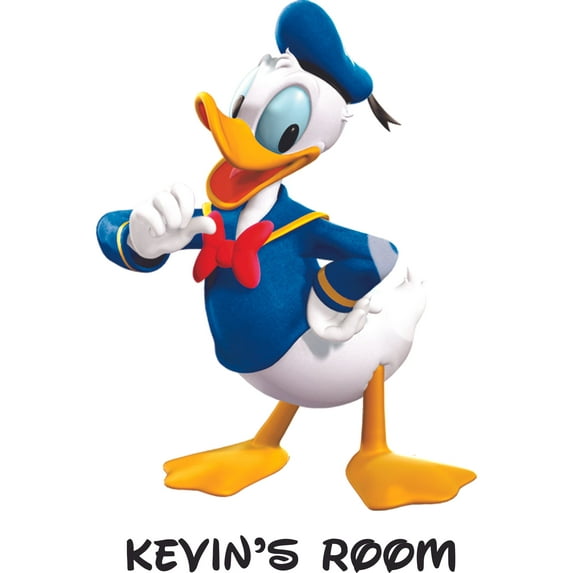 Happy Donald Duck Cartoon Customized Wall Decal - Custom Vinyl Wall Art - Personalized Name - Baby Girls Boys Kid Bedroom Wall Decal Room Decor Wall Stickers Decoration Size (10x8 inch)
