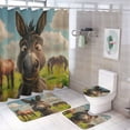 thumbnail image 1 of Happy Donkey 4 Piece Decor Shower Curtains Sets Non-Slip Rugs And Toilet Mat Lid Rug Accessories Funny Donkey Gifts Waterproof Durable Bathroom Decor Shower for Bathtub Decor, 1 of 8