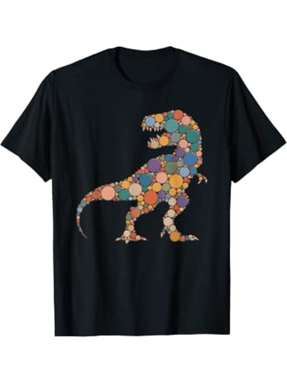 Happy Dot Day Colorful Polka Dot Dinosaur T Rex Boys Gifts Print T-Shirt