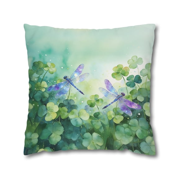 Happy Dragonfly Welcome St Patrick's Day Lucky Shamrocks Clover Pillowcase Double Sided Wild Insect Lover Pillow Case Covers - 22001