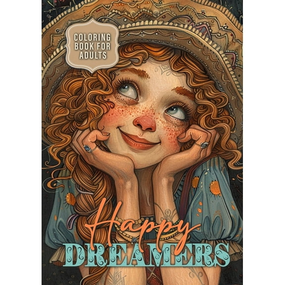 Happy Dreamers Coloring Book for Adults: Portrait Coloring Book for Adults Grayscale cute faces coloring book daydreamer, (Paperback)