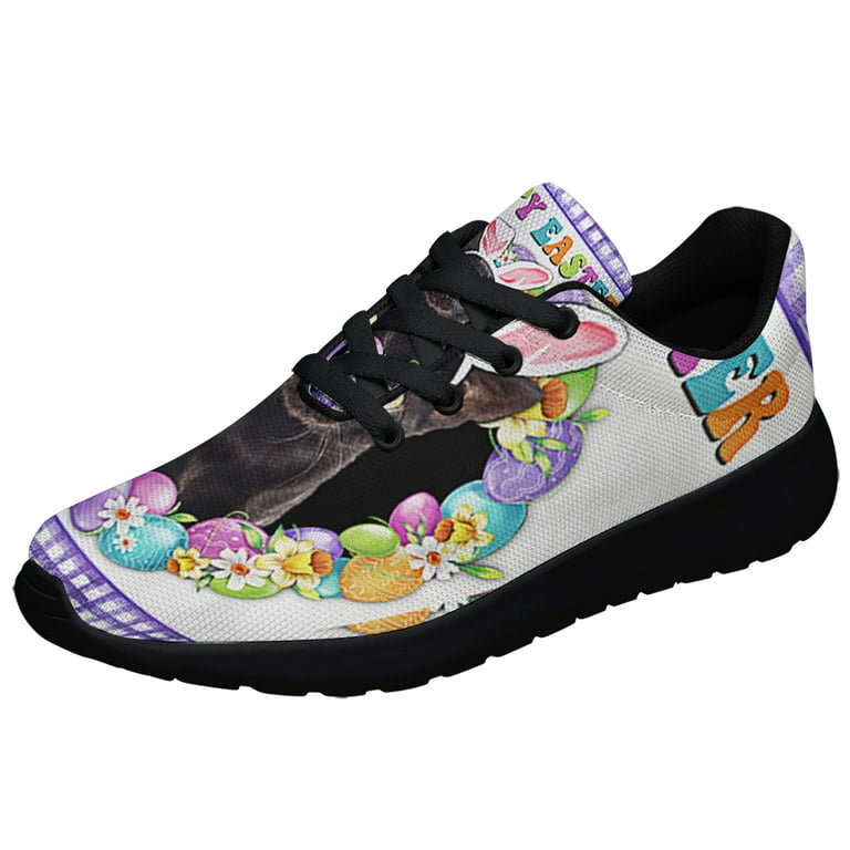 Sonzj II Happy EaStr Black Cat Shoes Sneakers Black Size 7.5 Adult Unisex