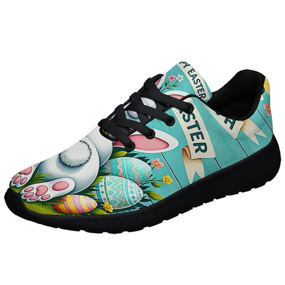 Happy EaStr Bunny Egg Shoes Sneakers for Women Men Black Size 10