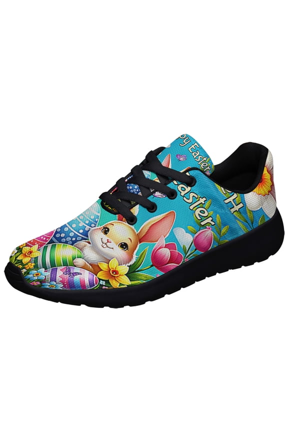 Happy EaStr Day Rabbit Bunny Shoes Sneakers for Women Men Black Size 4.5