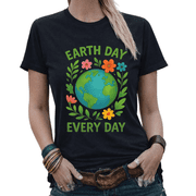 Happy Earth Day Floral Crown Earth Graphic Tees Womans Tshirt Shirts White/Black S-5XL Tops