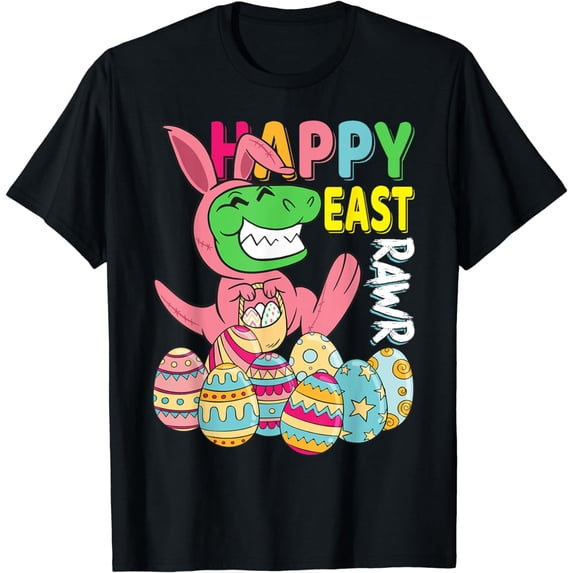 Happy East Rawr Bunny Dinosaur with Easter Eggs for Kids T-Shirt