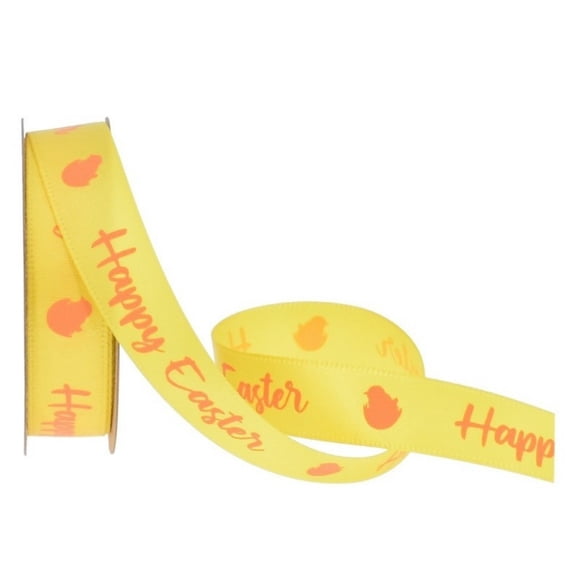 Happy Easter 1.5 Inch X 900Cm Easter Bunny Ribbon, Cute Bowknot Wrapping Satin Ribbon, Easter Egg Embroidered Ribbon - 1Pc