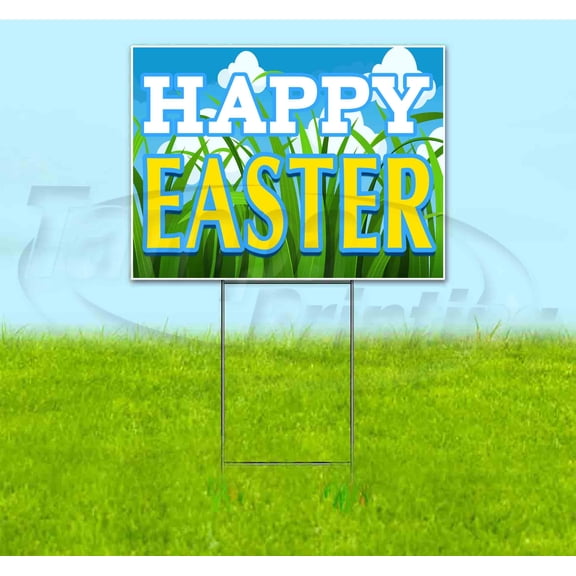 Happy Easter (18" x 24") Yard Sign, Includes Metal Step Stake