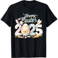 thumbnail image 1 of Happy Easter 2025 Bunny Rabbit Face Easter Day Women Girls T-Shirt men and women can wear, black, white, gifts, 1 of 4