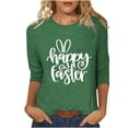 thumbnail image 1 of Happy Easter 3/4 Sleeve Round Neck Shirt Women Casual Cute Print Tee Basic Pullover Tops T-Shirt (M, A Army Green), 1 of 3
