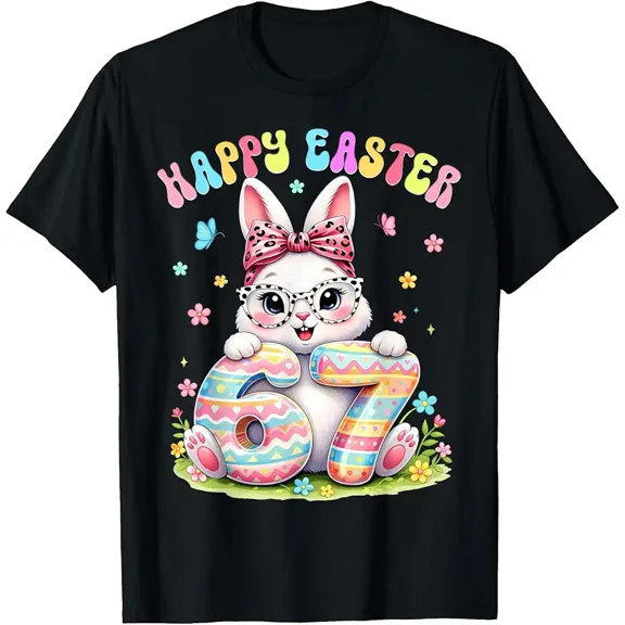 Happy Easter 67 Meme Rabbit Six Seven Cute Bunny Girls Women T-Shirt