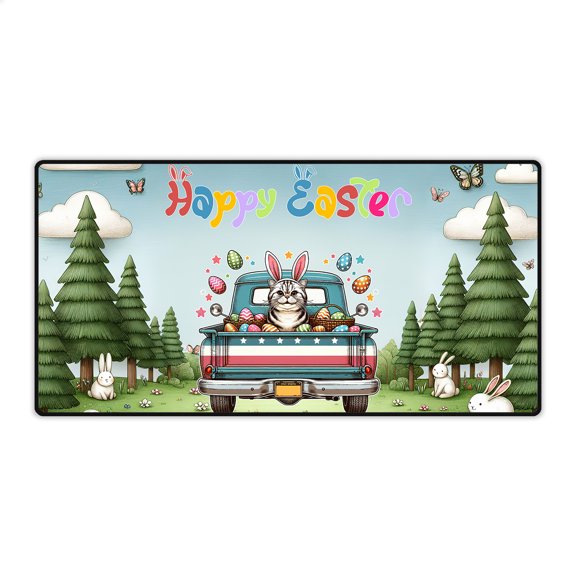 Happy Easter American Shorthair American Flag Desk Mat Full Keyboard Mouse Pad Cat Lover Kitten Owner Gifts Large Mousepad - 03001