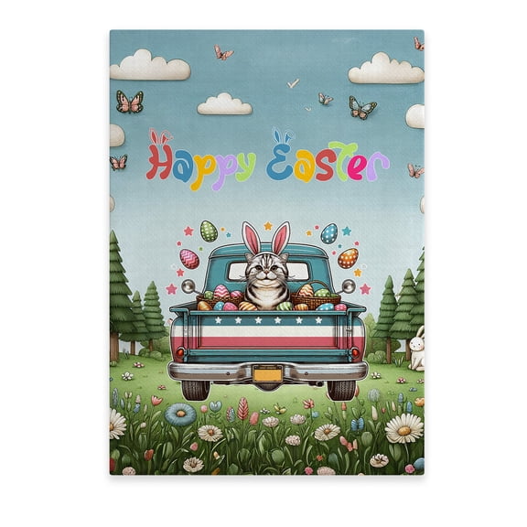 Happy Easter American Shorthair American Flag Vertical Matte Canvas Poster Cat Lover Kitten Owner Gifts Wall Art Home Decor - 03001