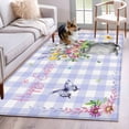 thumbnail image 1 of Happy Easter Area Rug 3x5 Washable Rug Non Slip Cute Bunny Spring Flowers Butterfly Purple Plaid Large Area Rug Indoor Floor Carpet for Entryway Bedroom Kitchen Living Room Home Office Dining Room, 1 of 8