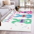 thumbnail image 1 of Happy Easter Area Rug 4'x6', Green Blue Purple Rabbits Love Heart Floral Washable Non-Slip Rugs, Low Pile Large Carpet for Living Room Bedroom Dining Room Kitchen Office Indoor Mat, 1 of 9