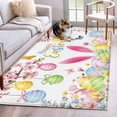thumbnail image 1 of Happy Easter Area Rugs 3'x5', Washable Small Throw Rugs for Living Room Bedroom, Spring Watercolor Bunny Eggs Flower Branch Indoor Outdoor Rug Non-Slip Low Pile Carpet Runner Reversible Floor Mats, 1 of 8