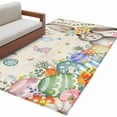 thumbnail image 1 of Happy Easter Area Rugs 4x6ft Bunny Floral Egg Trees Butterfly Spring Rustic Floor Rug Non Slip Low Pile Ultra Soft Carpet for Entryway Indoor Bedroom Dining Room Under Table, 1 of 9
