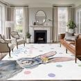 thumbnail image 1 of Happy Easter Area Rugs 5'x8', Washable Small Throw Rugs for Classroom Bedroom, Spring Rabbits Polka Dots Watercolor Indoor Outdoor Rug Non-Slip Low Pile Carpet Runner Reversible Floor Mats, 1 of 8