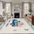 thumbnail image 1 of Happy Easter Area Rugs 5'x8', Washable Small Throw Rugs for Classroom Bedroom, Spring Truck Bunny Butterfly Blue Plaid Indoor Outdoor Rug Non-Slip Low Pile Carpet Runner Reversible Floor Mats, 1 of 8
