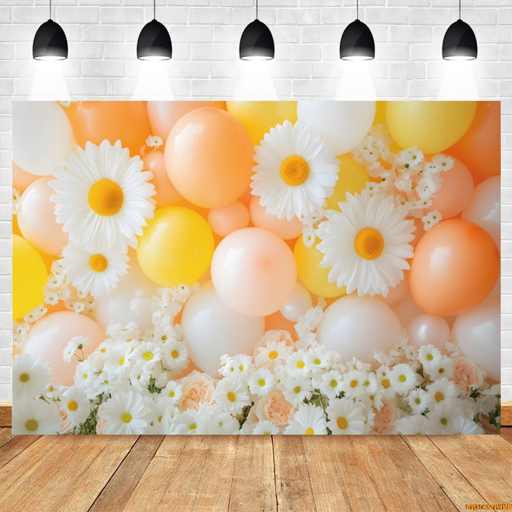 Spring Yellow Backdrop Happy Easter Backdrop Spring Flower Yellow Wall Easter Eggs Balloon ...