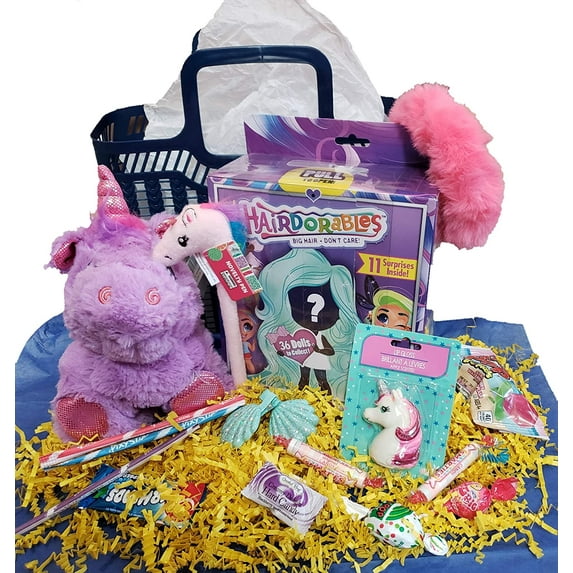 Happy Easter Bag Basket Kids Girls Premade Doll Hairdorables Zookie Shell Unicorn Birthday Get Well Toddler Kids s Dolls Toys Fun Filled