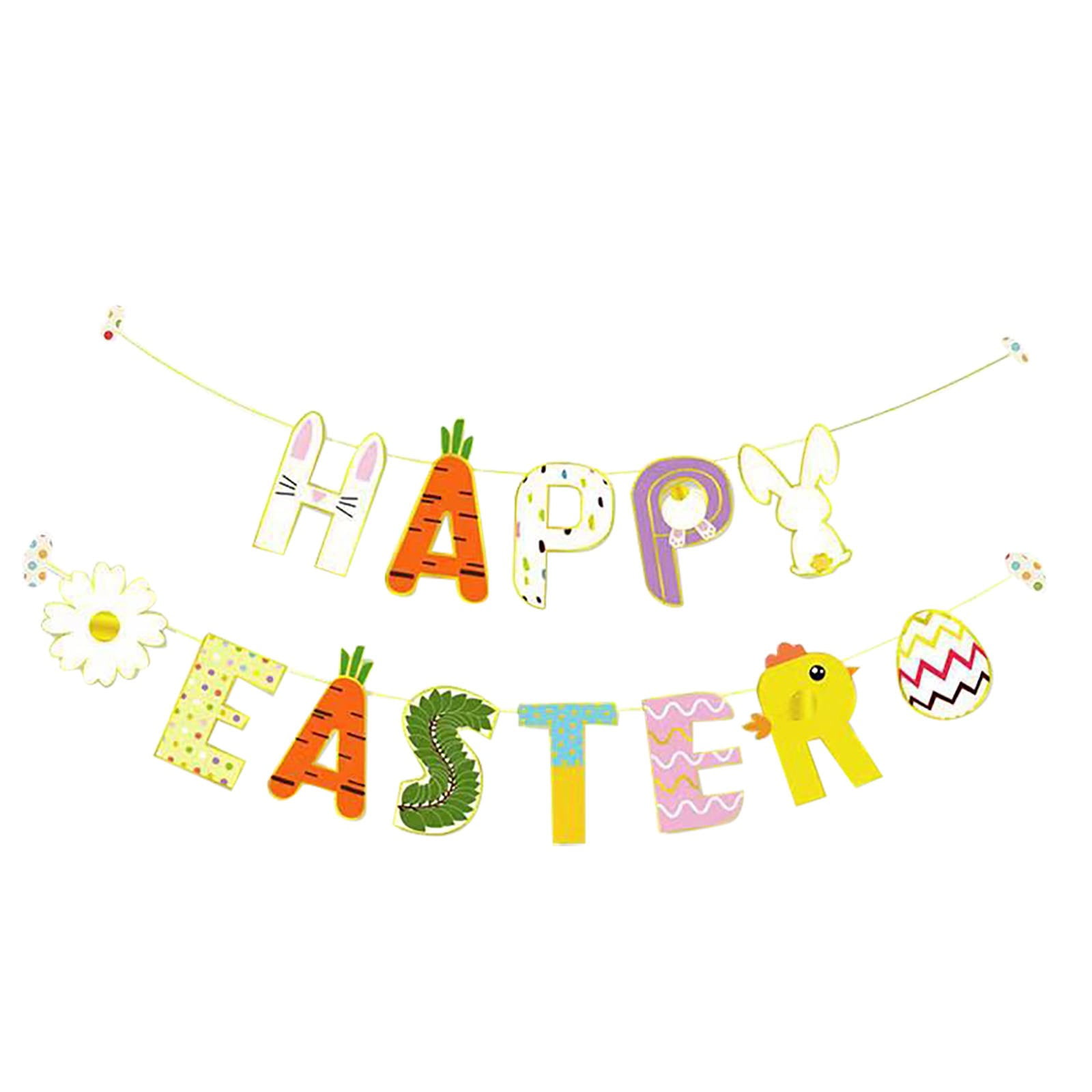 Happy Easter Banner & Colorful Bunny Easter Egg Banner Happy Easter ...