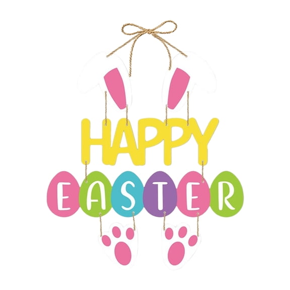 Happy Easter Banner Decorations Indoor Bunny Banner for Easter Themed Party Home Wall Fireplace Mantle Decor
