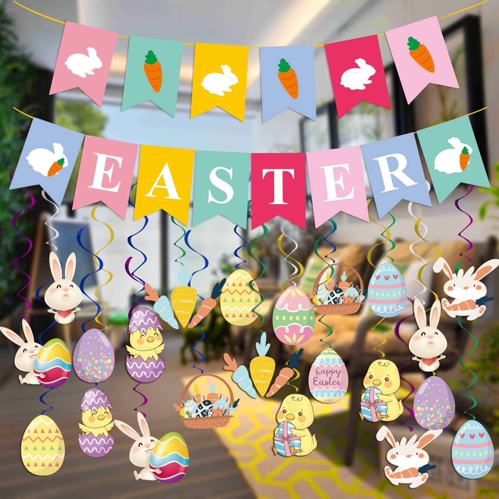 Happy Easter Banner - Easter Egg Carrot Happy Easter Bunny Banner ...