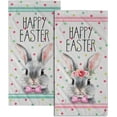 thumbnail image 1 of Happy Easter Bath Hand Towels 2 Pack Mr & Mrs. Rabbits Kitchen Tea Dish Towels 18"x26" Cute Bunny Spring Holiday Soft Absorbent Washcloths for Yoga Gym Bath Shower, 1 of 8
